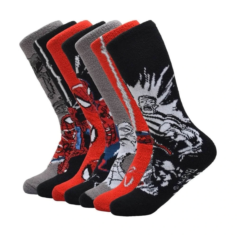 Marvel Spider-Man Red and Black Crew Socks Set Size 6-12